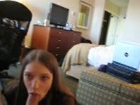 LuxureTV.com Owner - Bright-eyed never before seen brunette deepthroats on her knees while recorded POV